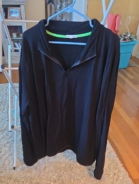 Threads 4 Thought Black XXL Top with Quarter-Zip Detail